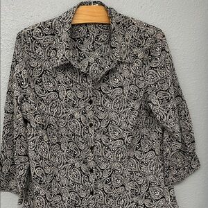 Coldwater Creek Black and White Paisley Top